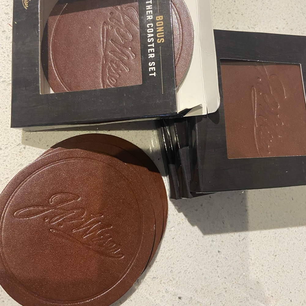 JP Wiser leather coasters 4pk